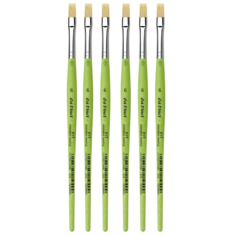 da Vinci FIT Synthetics Student Brush, Synthetic, Acrylic & Oil, Flat, Series 379, Size 6, Pack of 6