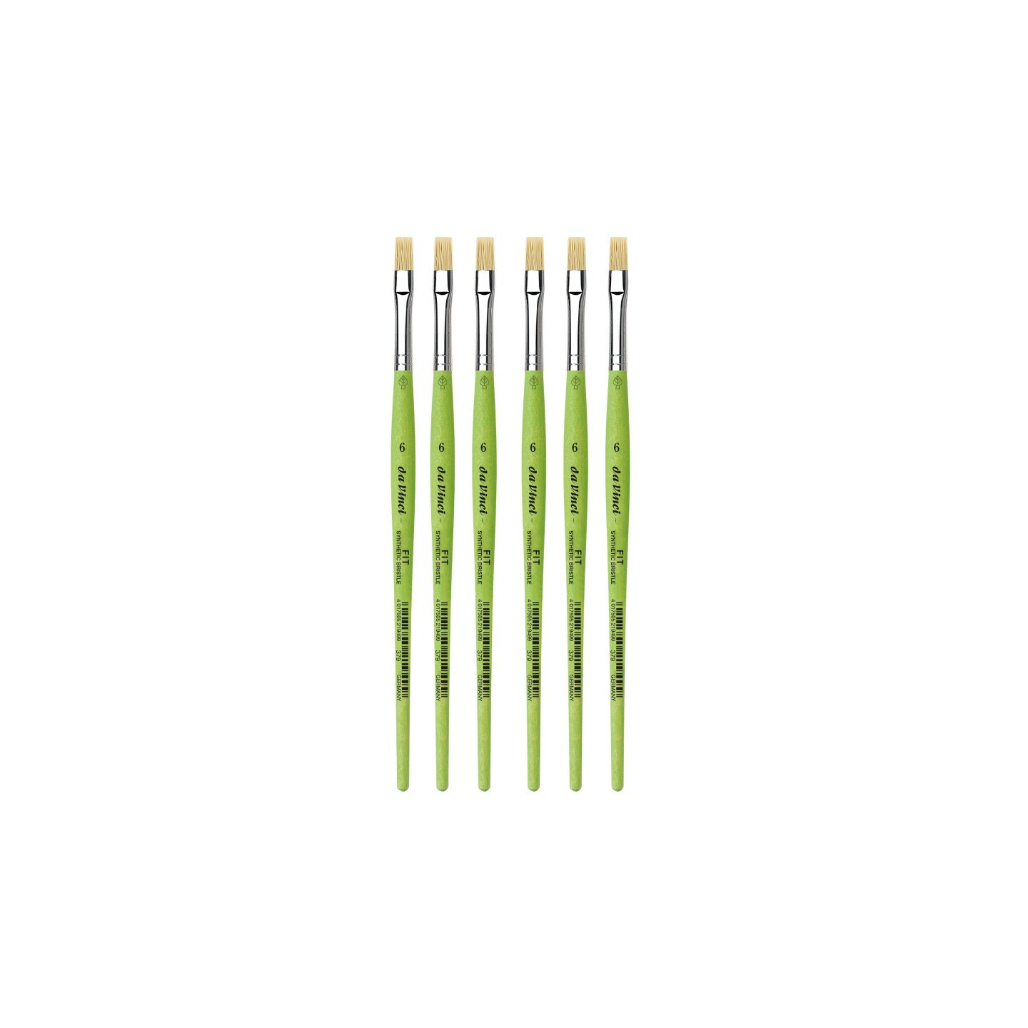 da Vinci FIT Synthetics Student Brush, Synthetic, Acrylic & Oil, Flat, Series 379, Size 6, Pack of 6
