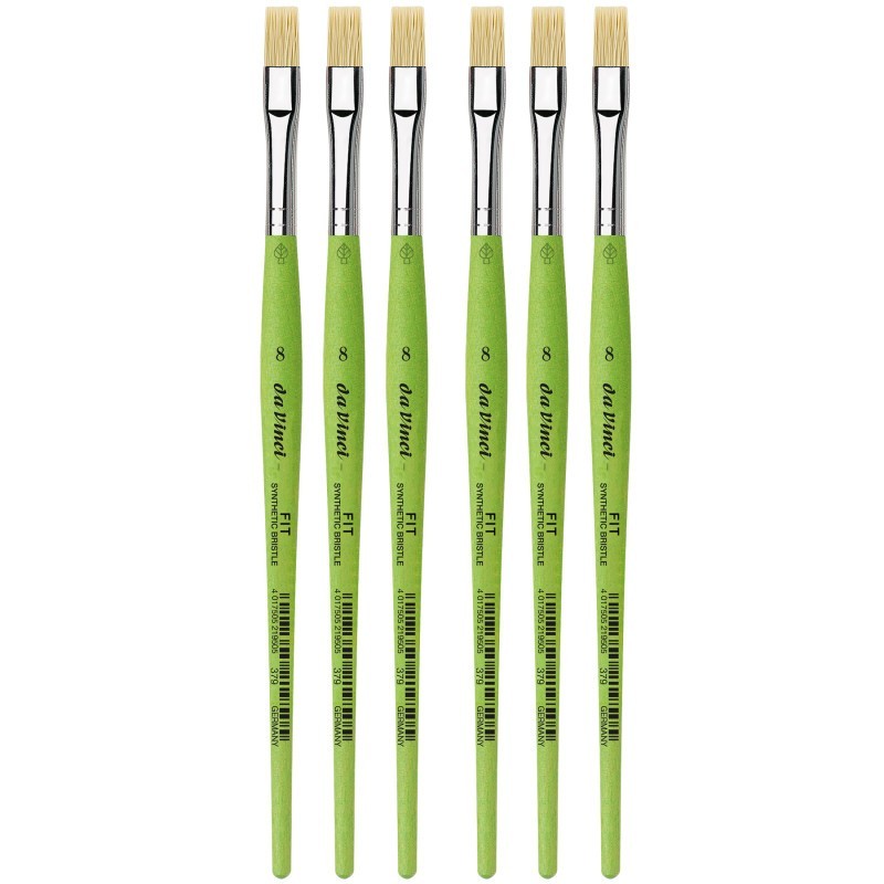 da Vinci FIT Synthetics Student Brush, Synthetic, Acrylic & Oil, Flat, Series 379, Size 8, Pack of 6