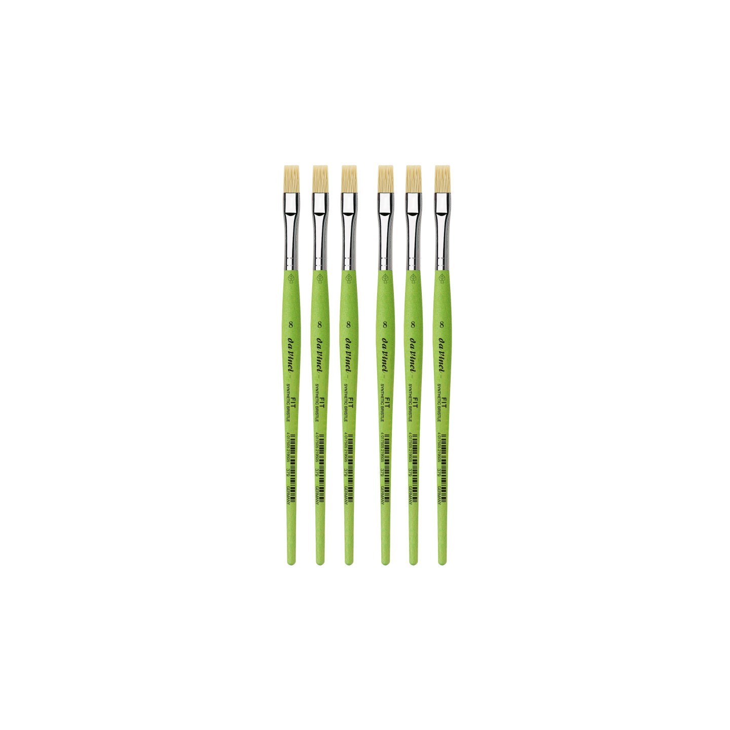da Vinci FIT Synthetics Student Brush, Synthetic, Acrylic & Oil, Flat, Series 379, Size 8, Pack of 6