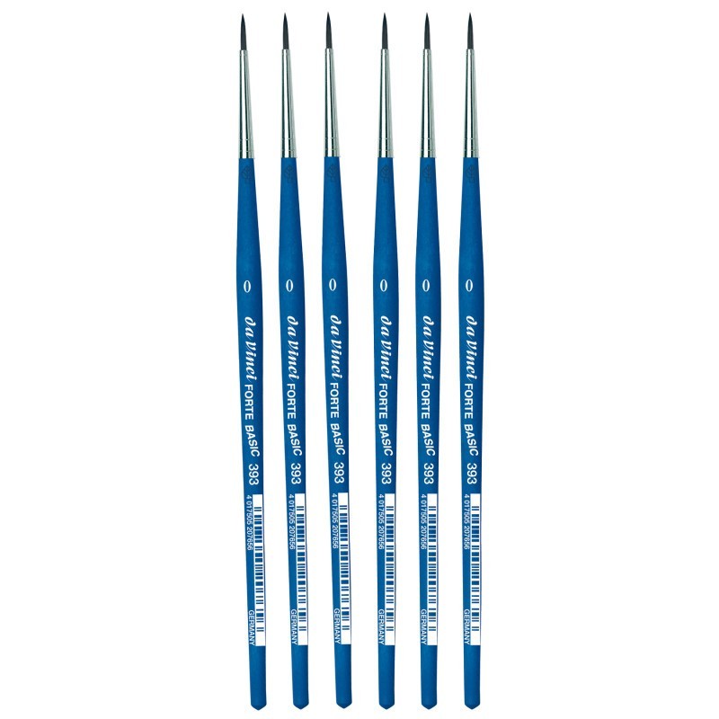 da Vinci FORTE BASIC Student Brush, Synthetic, Acrylic, Round, Series 393, Size 0, Pack of 6
