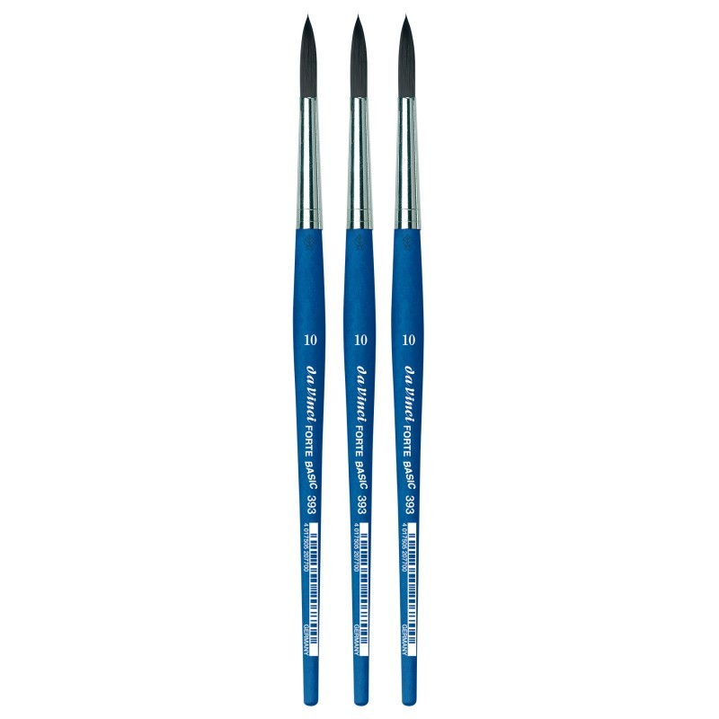 da Vinci FORTE BASIC Student Brush, Synthetic, Acrylic, Round, Series 393, Size 10, Pack of 3
