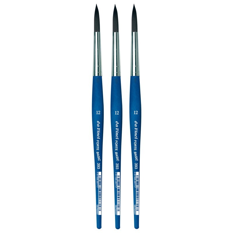 da Vinci FORTE BASIC Student Brush, Synthetic, Acrylic, Round, Series 393, Size 12, Pack of 3