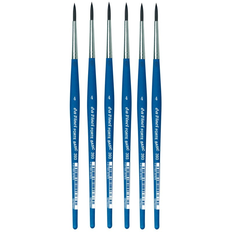 da Vinci FORTE BASIC Student Brush, Synthetic, Acrylic, Round, Series 393, Size 4, Pack of 6