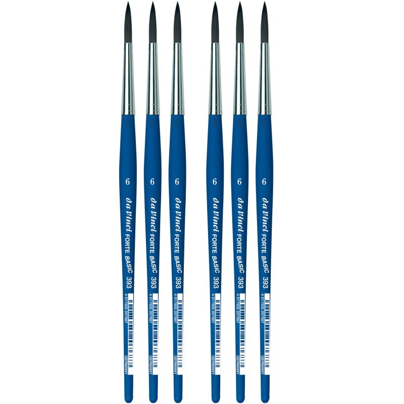 da Vinci FORTE BASIC Student Brush, Synthetic, Acrylic, Round, Series 393, Size 6, Pack of 6