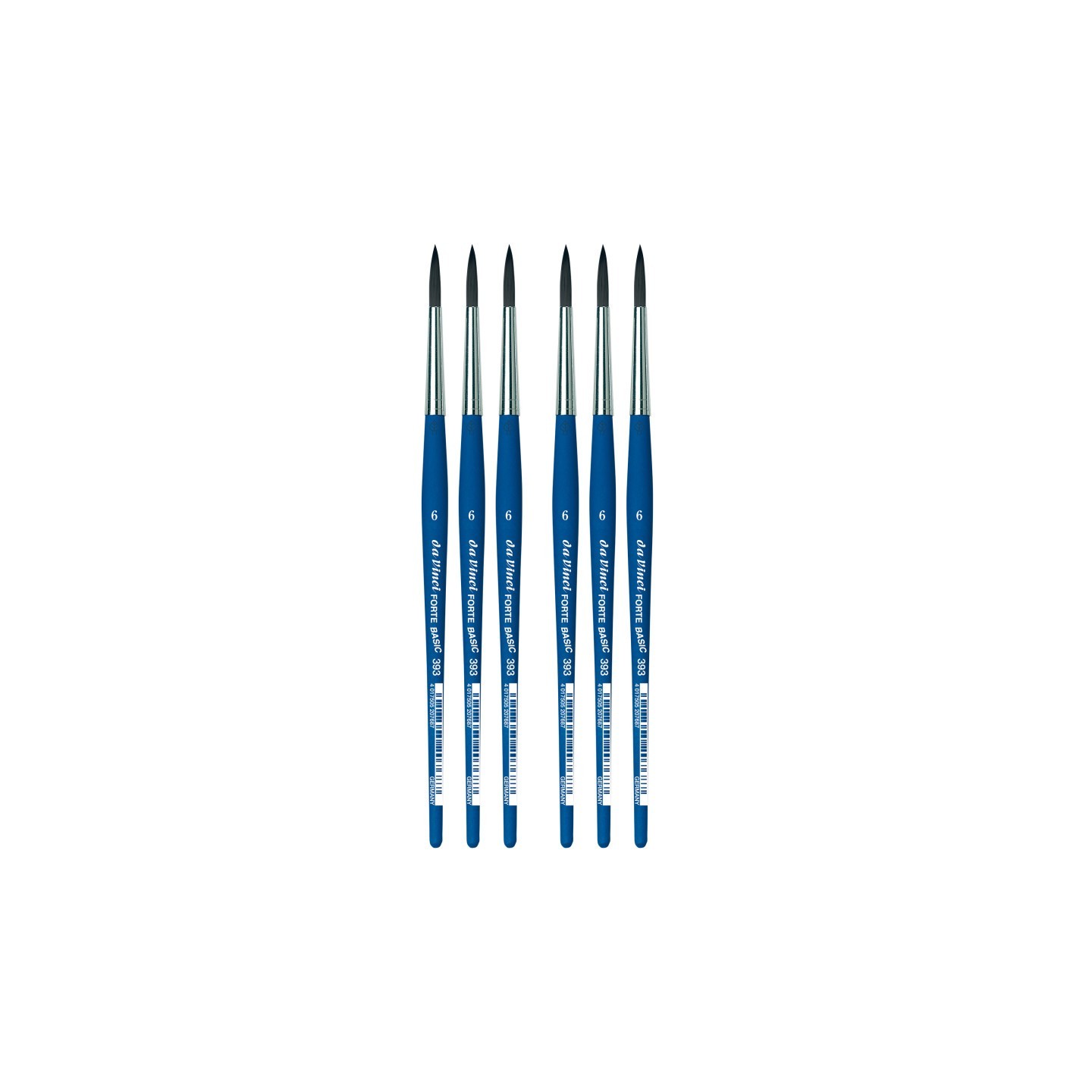 da Vinci FORTE BASIC Student Brush, Synthetic, Acrylic, Round, Series 393, Size 6, Pack of 6