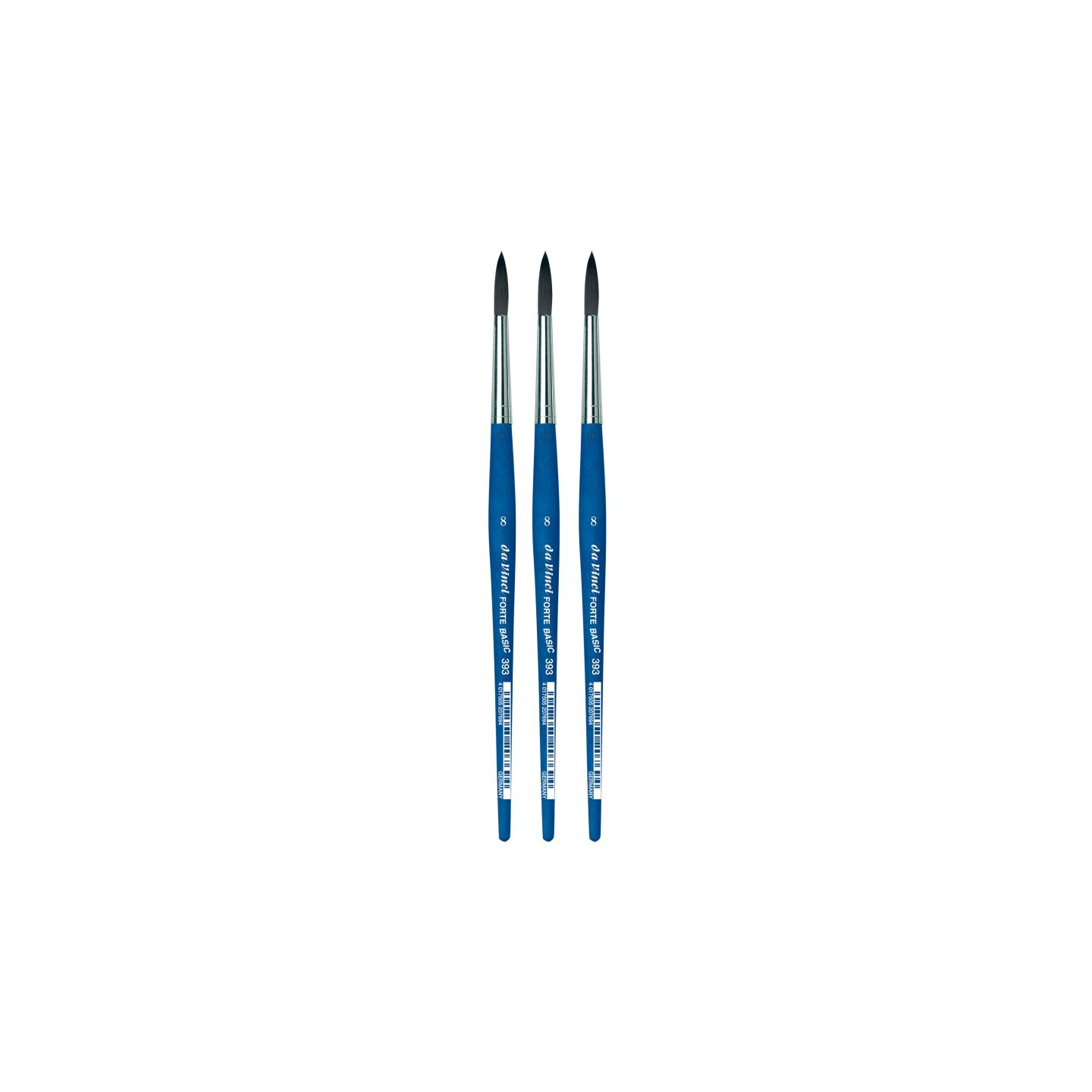 da Vinci FORTE BASIC Student Brush, Synthetic, Acrylic, Round, Series 393, Size 8, Pack of 3