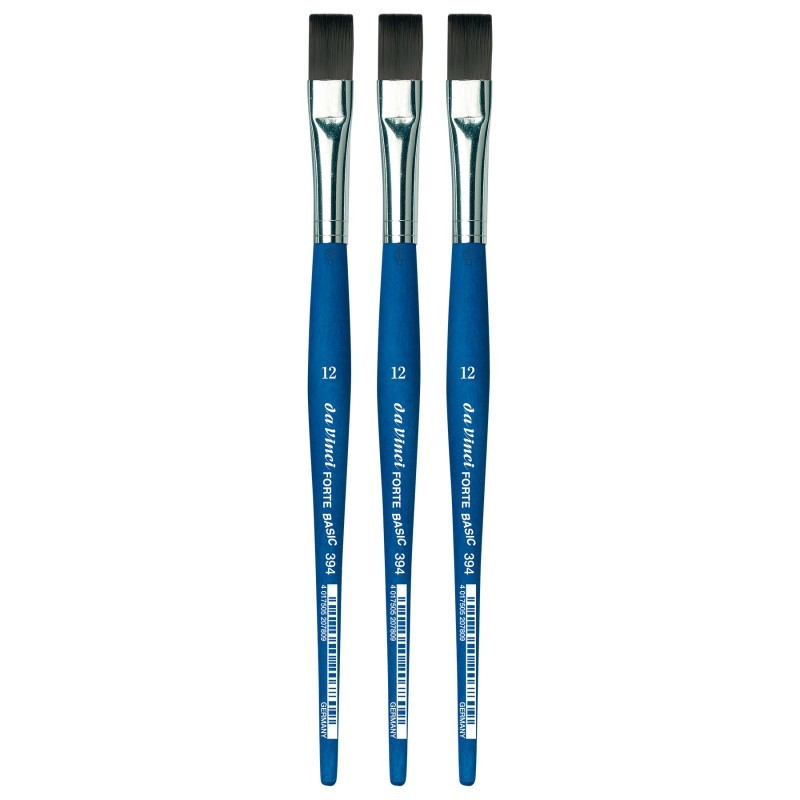 da Vinci FORTE BASIC Student Brush, Synthetic, Acrylic, Flat, Series 394, Size 12, Pack of 3