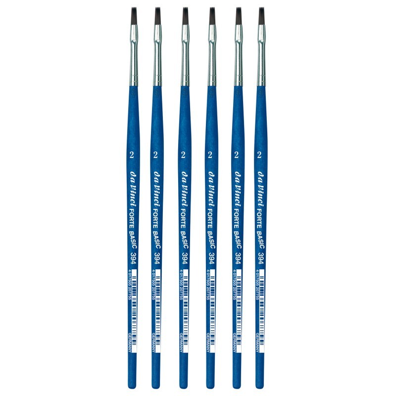 da Vinci FORTE BASIC Student Brush, Synthetic, Acrylic, Flat, Series 394, Size 2, Pack of 6