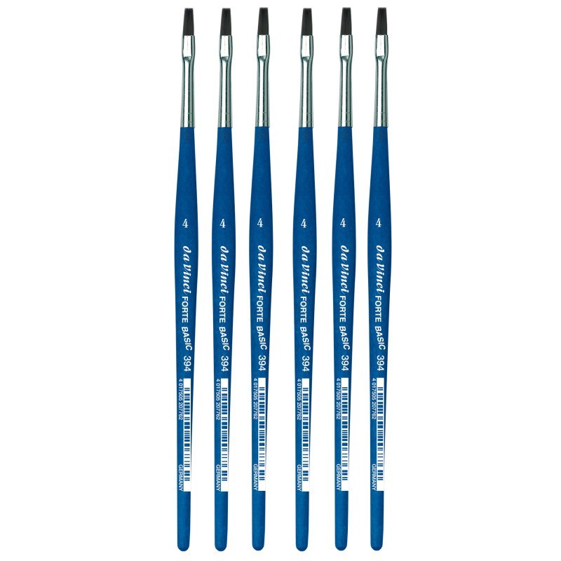 da Vinci FORTE BASIC Student Brush, Synthetic, Acrylic, Flat, Series 394, Size 4, Pack of 6
