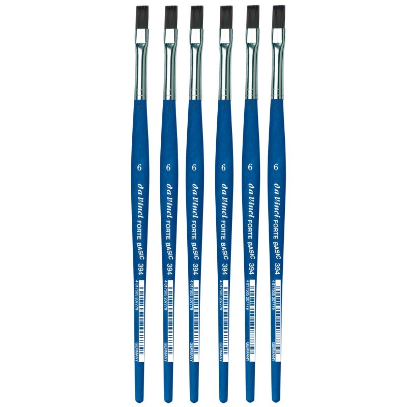 da Vinci FORTE BASIC Student Brush, Synthetic, Acrylic, Flat, Series 394, Size 6, Pack of 6