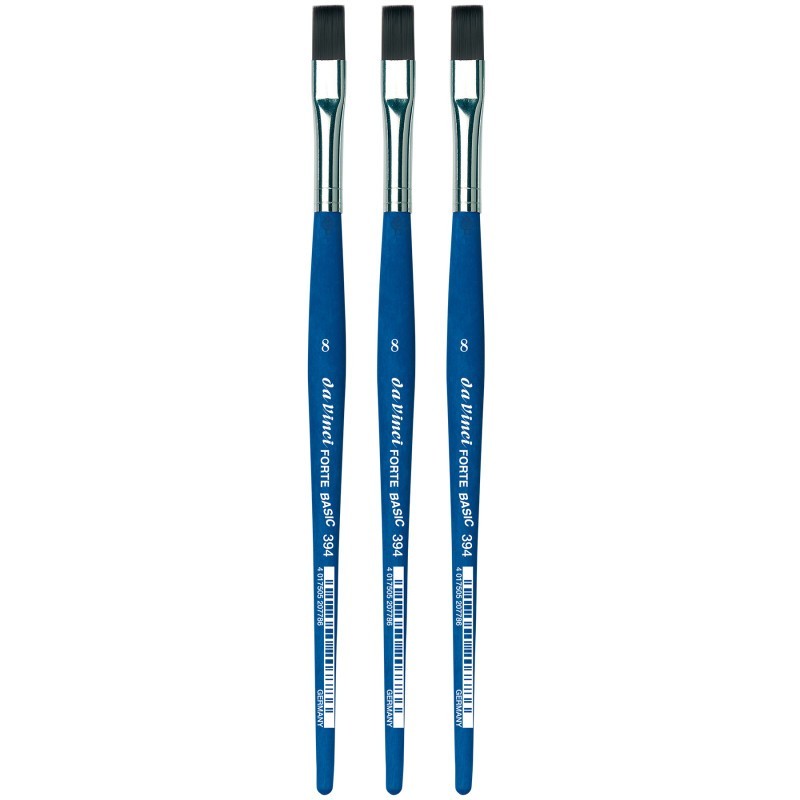 da Vinci FORTE BASIC Student Brush, Synthetic, Acrylic, Flat, Series 394, Size 8, Pack of 3