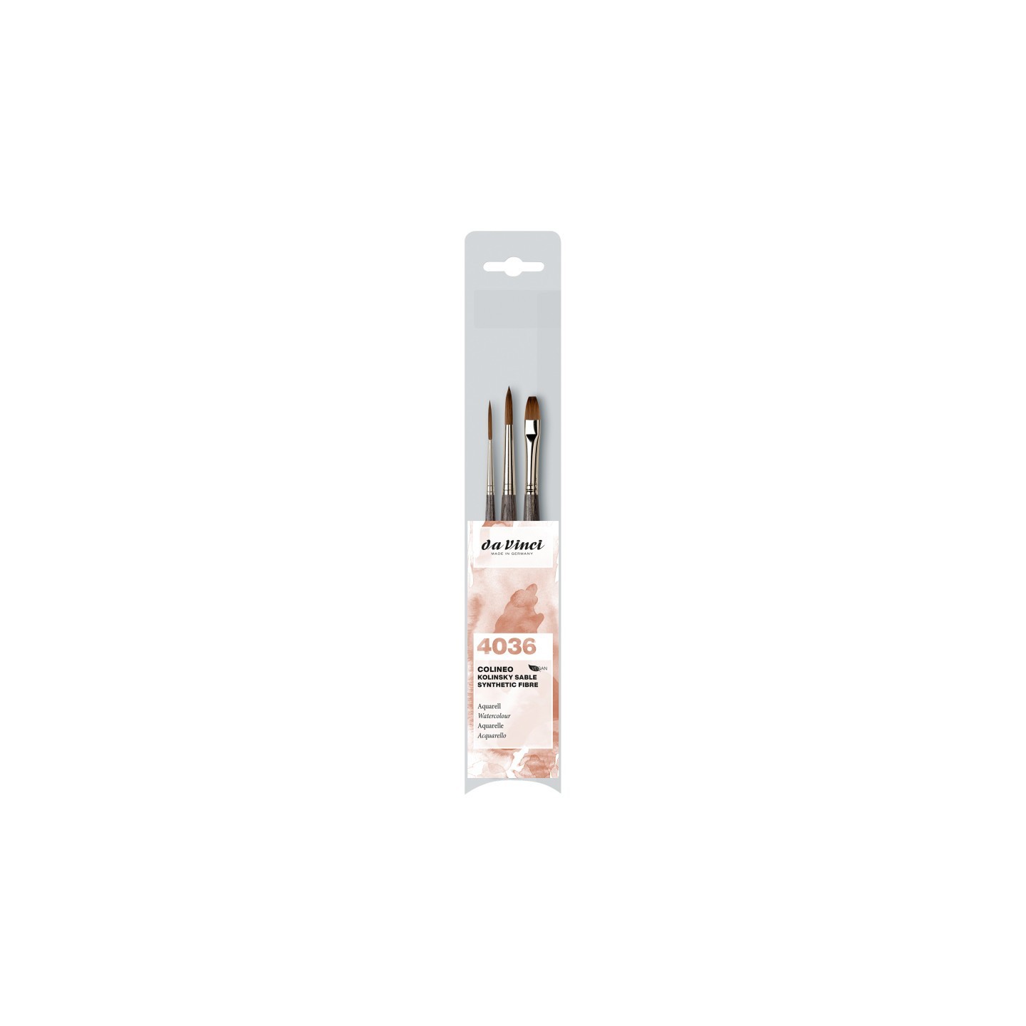 da Vinci COLINEO Synthetic Red Sable, Watercolor & Acrylic, 3 Brush Set