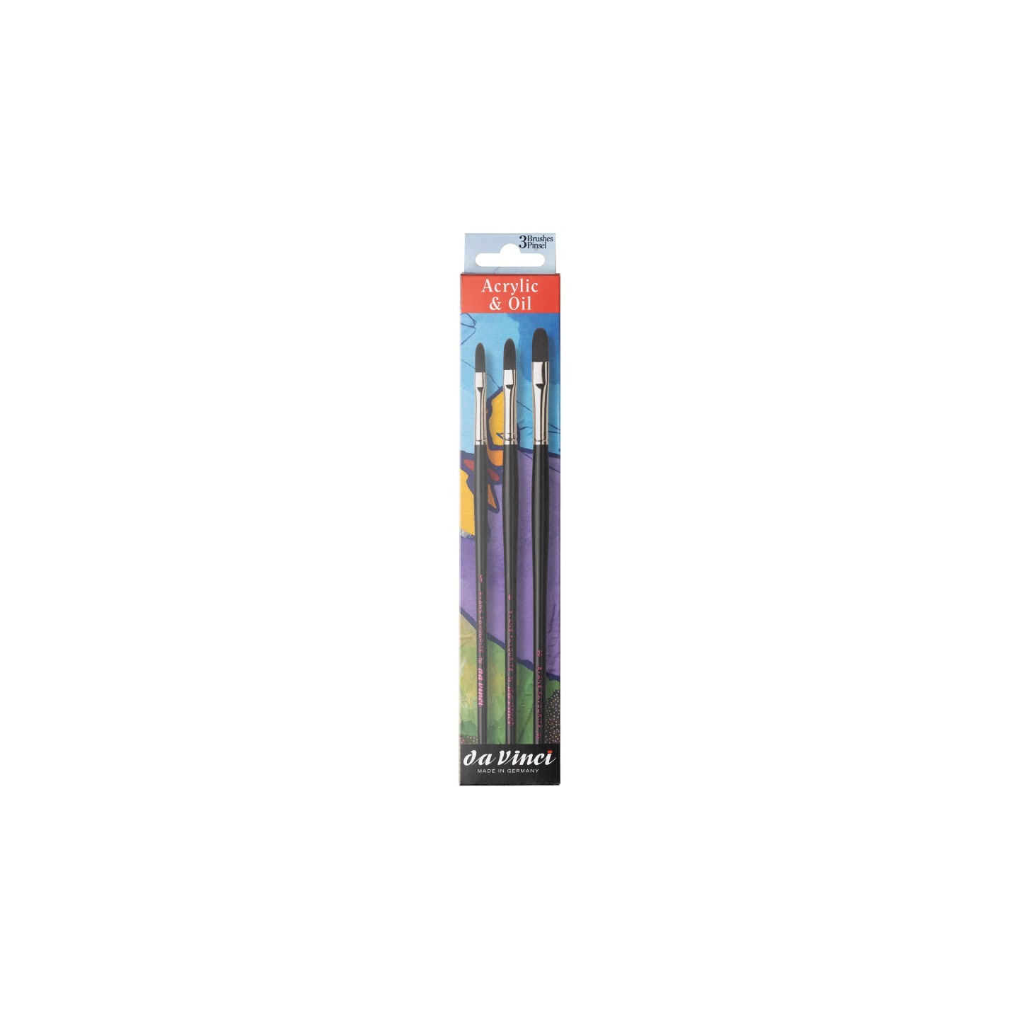 da Vinci Artist Signature Collection by Evan Woodruffe, Acrylic Brushes, Assorted, 3 Brush Set