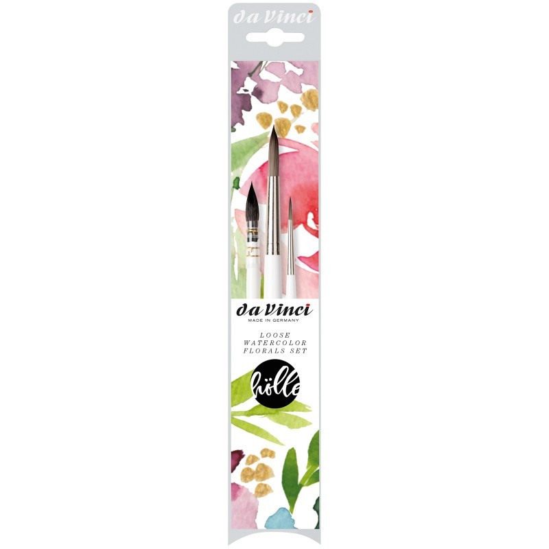 da Vinci Artist Signature Collection by Frau Hölle, Watercolor Floral Brushes, Assorted, 3 Brush Set