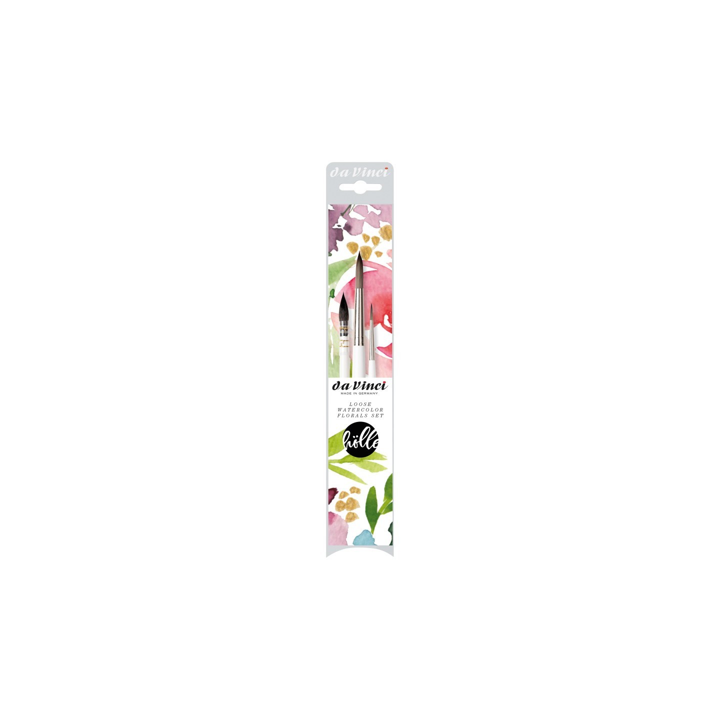 da Vinci Artist Signature Collection by Frau Hölle, Watercolor Floral Brushes, Assorted, 3 Brush Set