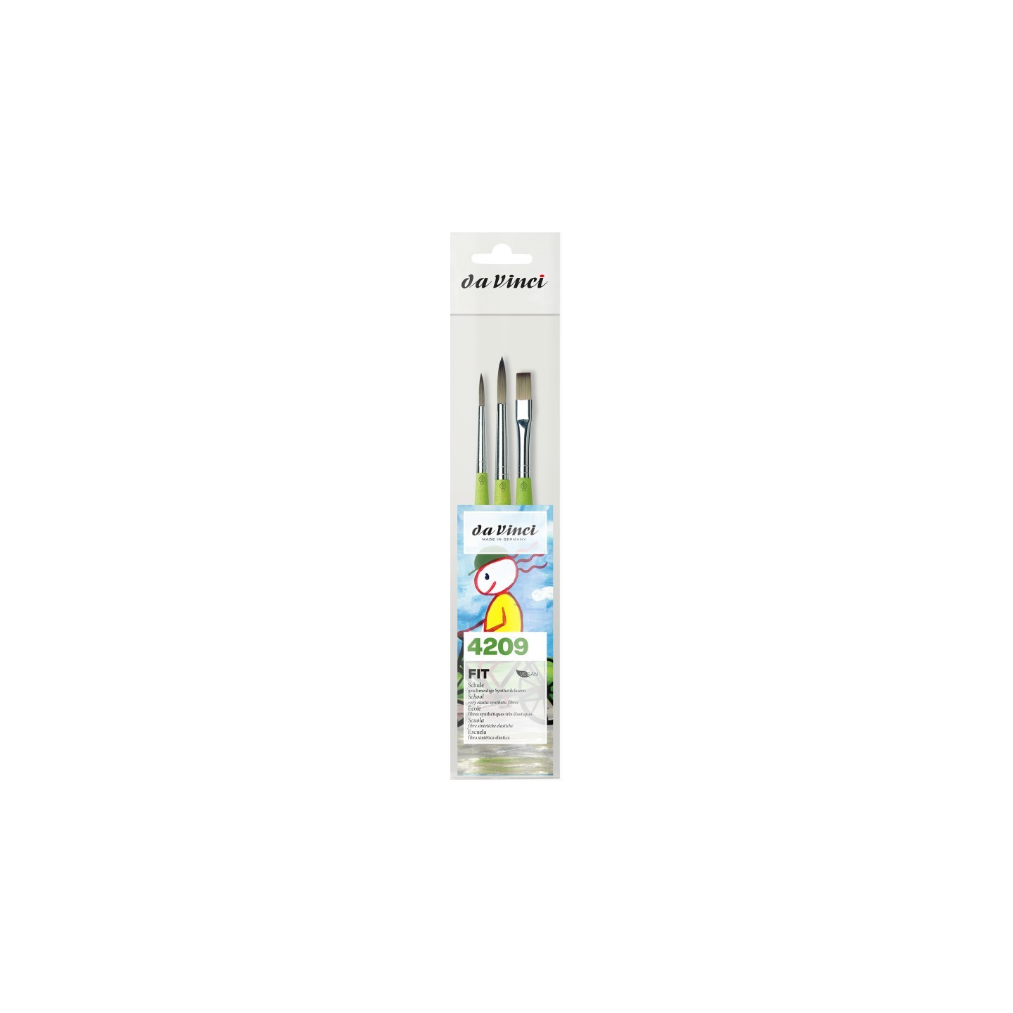 da Vinci FIT Synthetics Student & Hobby Brushes, Synthetic, Acrylic & Tempera, Assorted, 3 Brush Set
