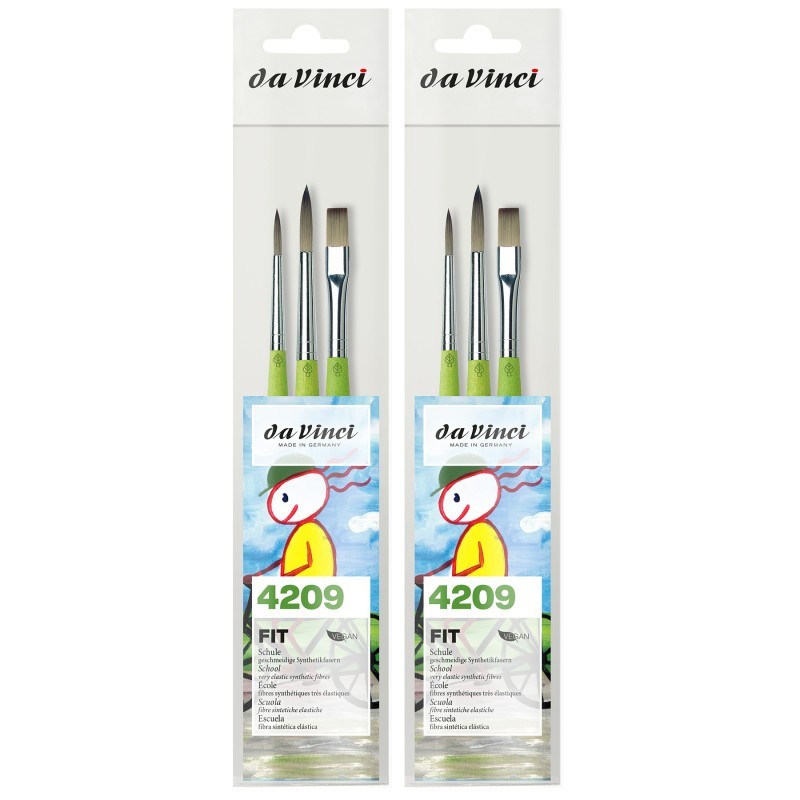 da Vinci FIT Synthetics Student & Hobby Brushes, Synthetic, Acrylic & Tempera, Assorted, 3 Per Set, 2 Sets