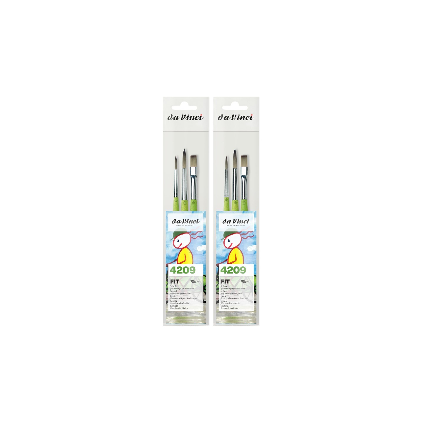 da Vinci FIT Synthetics Student & Hobby Brushes, Synthetic, Acrylic & Tempera, Assorted, 3 Per Set, 2 Sets