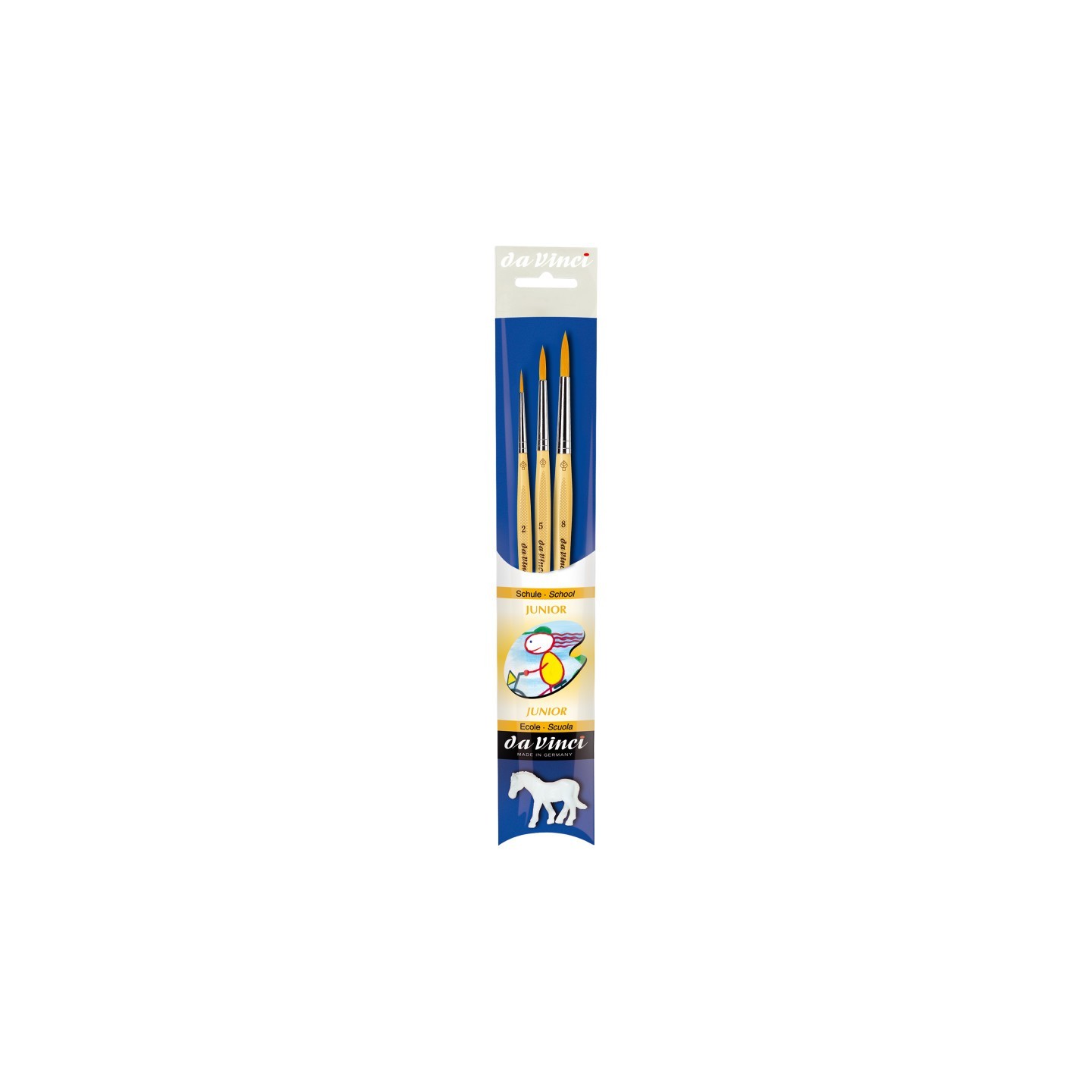 da Vinci JUNIOR Synthetics Student Brushes, Synthetic, Acrylic & Tempera, Round, Series 303, Assorted Sizes, 3 Brush Set