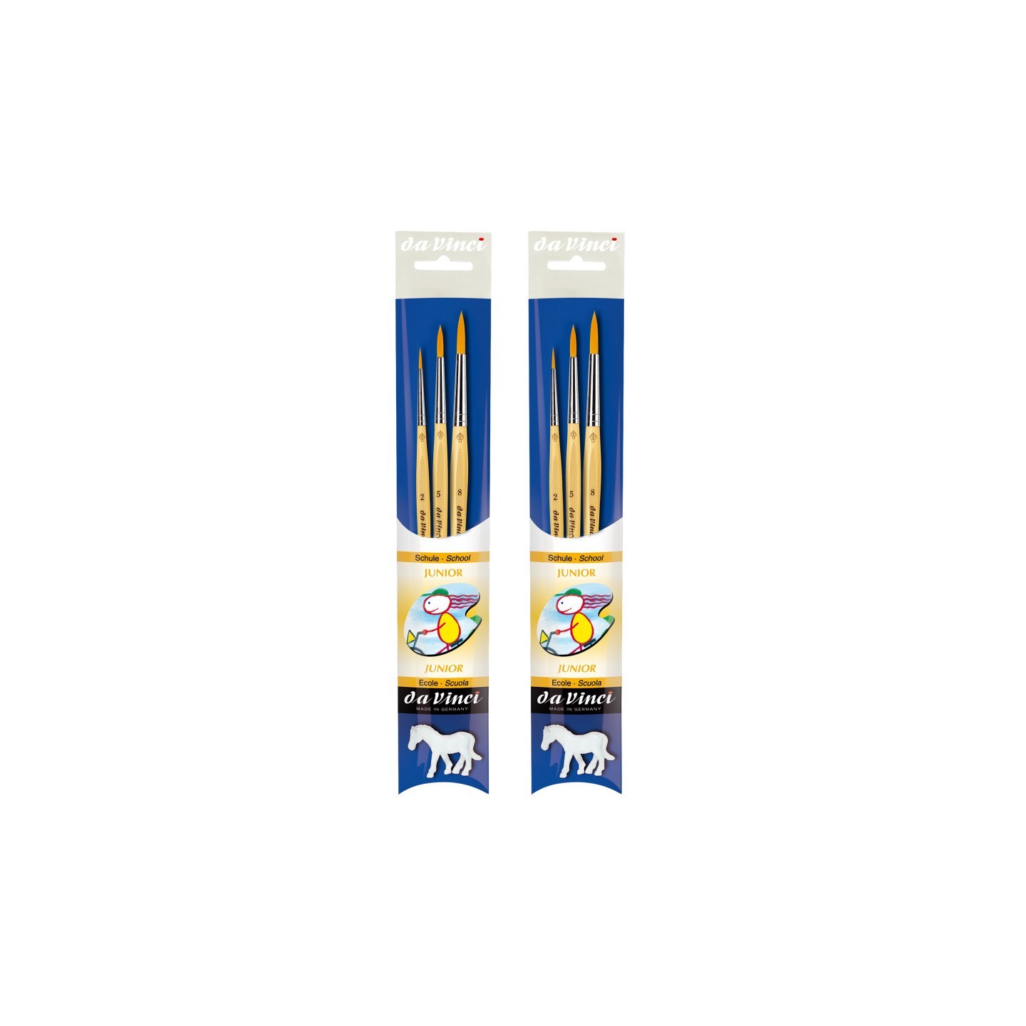 da Vinci JUNIOR Synthetics Student Brushes, Synthetic, Acrylic & Tempera, Round, Series 303, Assorted Sizes, 3 Per Set, 2 Sets