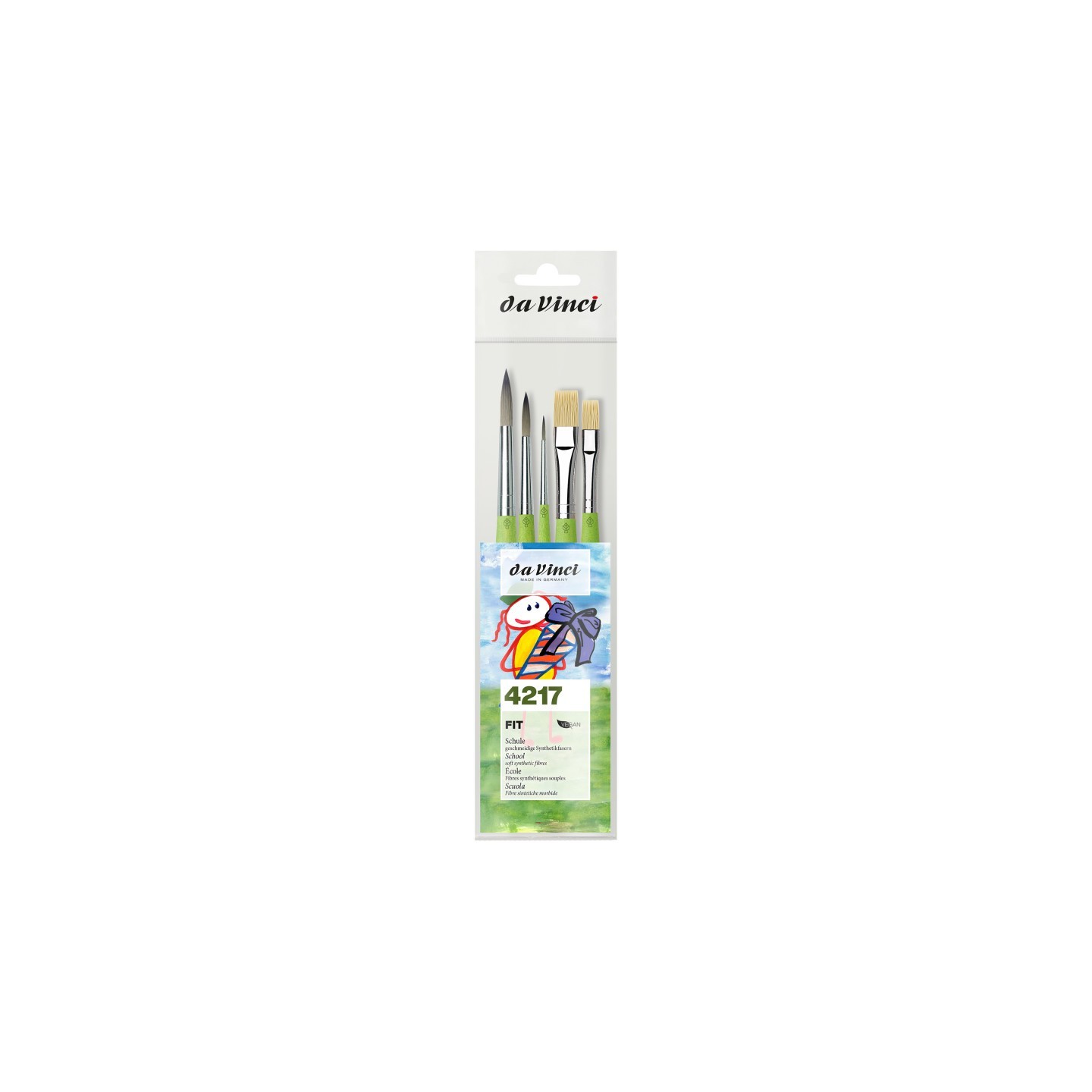 da Vinci FIT Synthetics Student & Hobby Brushes, Synthetic, All Paint Types, Assorted, 5 Brush Set
