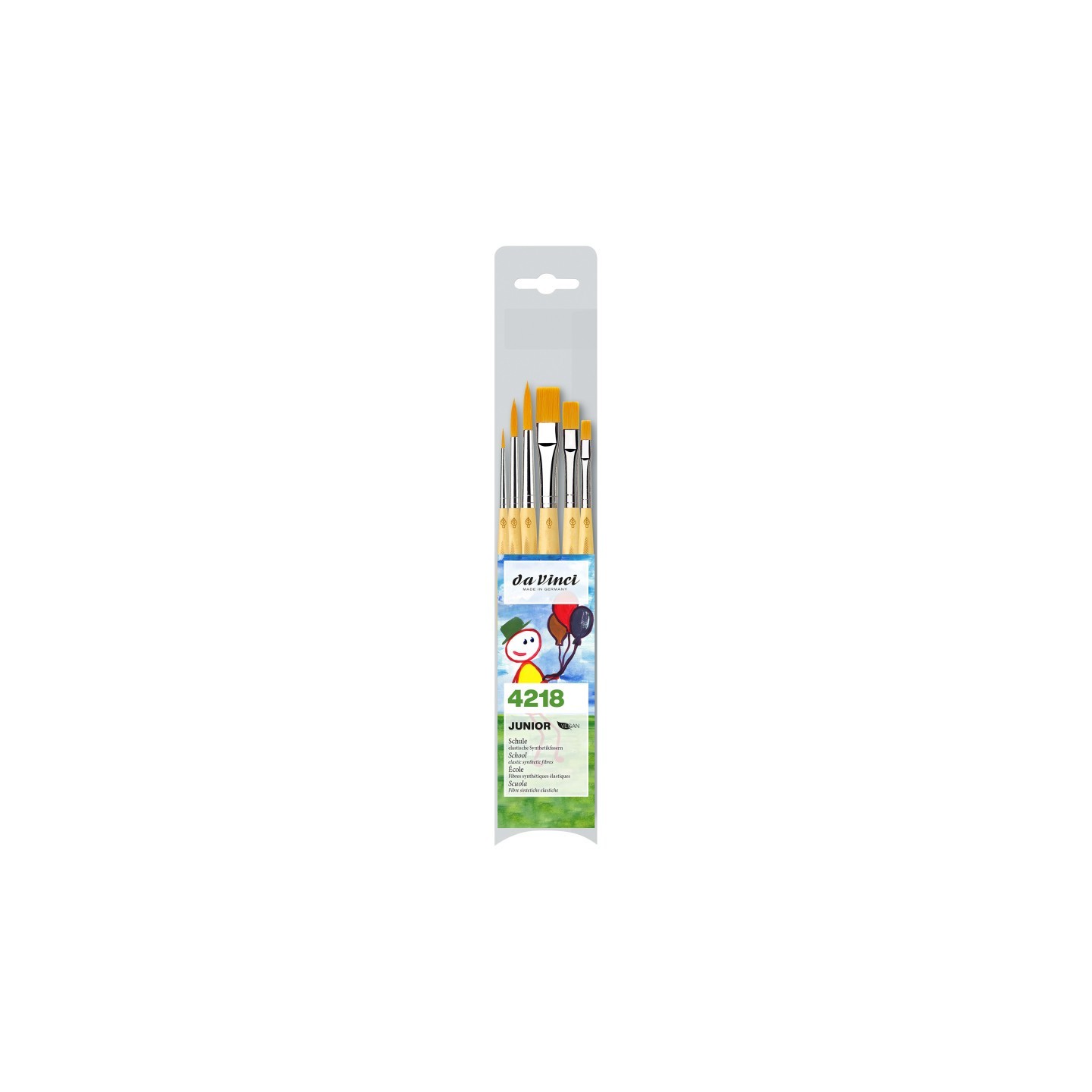 da Vinci JUNIOR Synthetics Student Brushes, Synthetic, Acrylic & Tempera, Assorted, 6 Brush Set