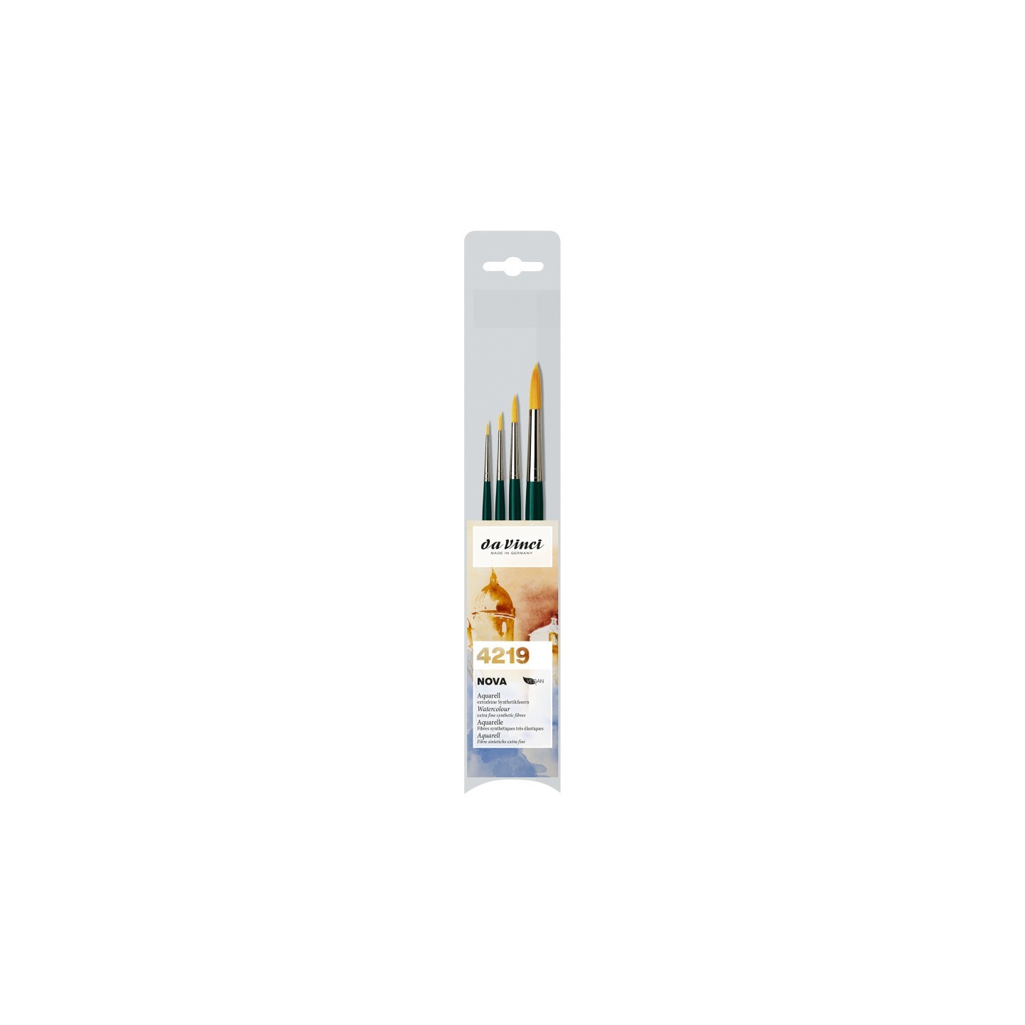 da Vinci NOVA Model Painting Brushes, Synthetic, All Paint Types, Round, Series 1570, Assorted Sizes, 4 Brush Set