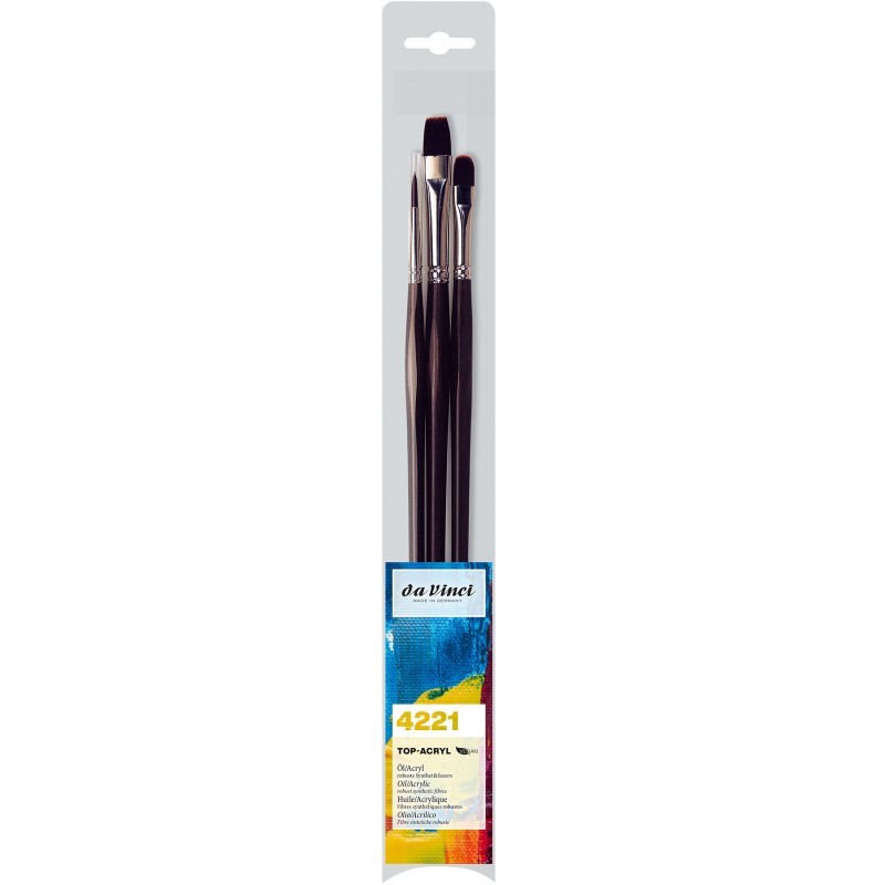 da Vinci TOP-ACRYL Assorted Brushes, Synthetic, Oil & Acrylic, 3 Brush Set
