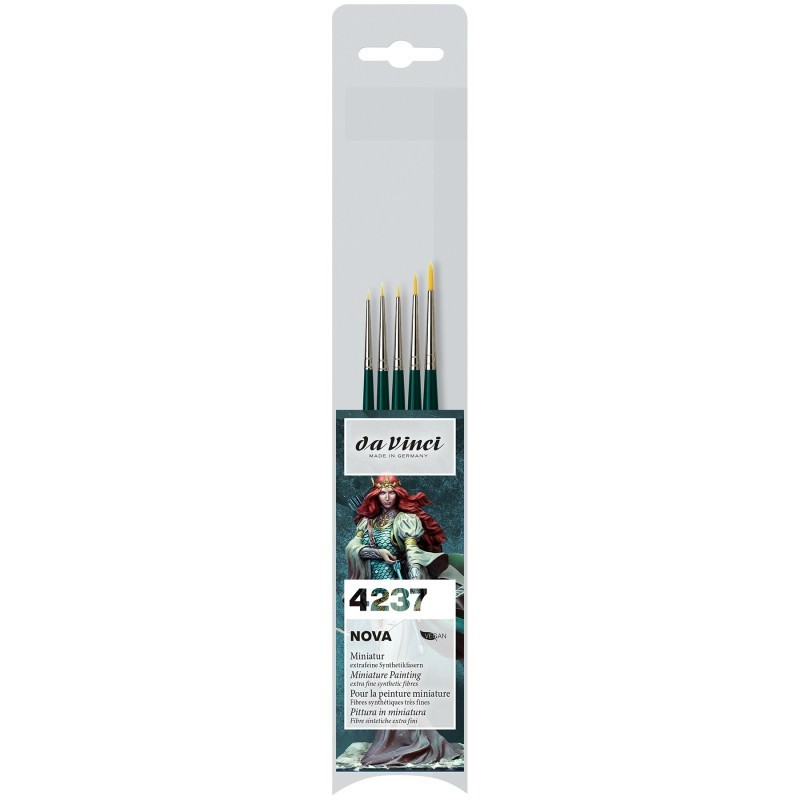 da Vinci NOVA Miniature Brushes, Synthetic, All Paint Types, Round, Assorted, 5 Brush Set