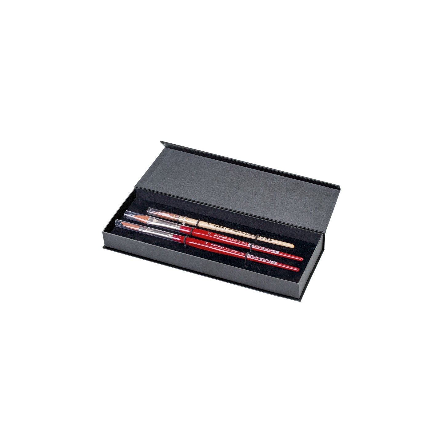da Vinci COSMOTOP-SPIN Watercolor Brushes, Synthetic, Assorted, 3 Brush Set in Gift Box with Magnetic Close