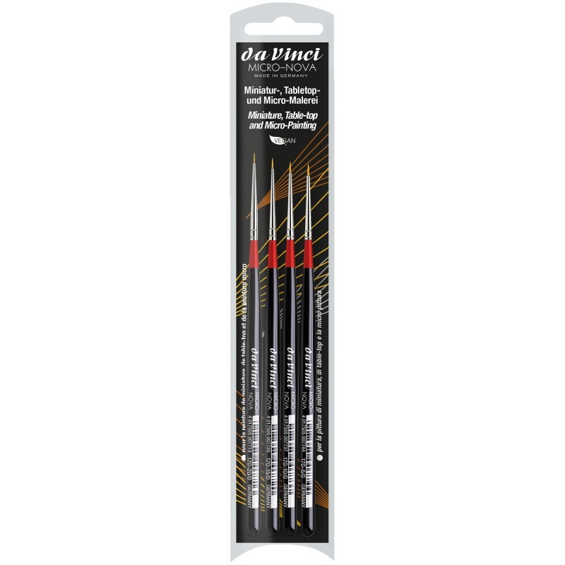 da Vinci MICRO-NOVA Miniature Brushes, Synthetic, Acrylic & Oil, Round, Series 170, 4 Brush Set