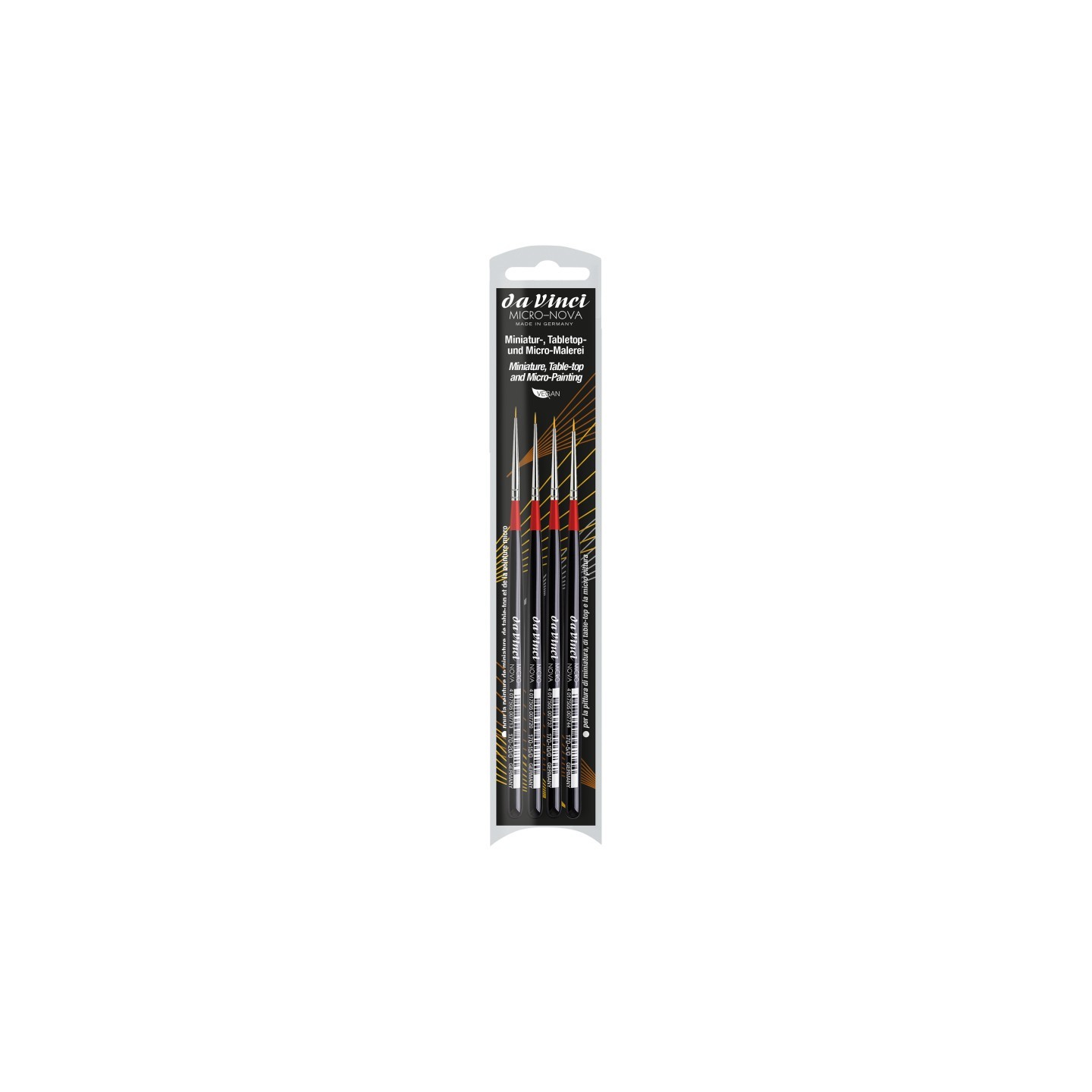 da Vinci MICRO-NOVA Miniature Brushes, Synthetic, Acrylic & Oil, Round, Series 170, 4 Brush Set