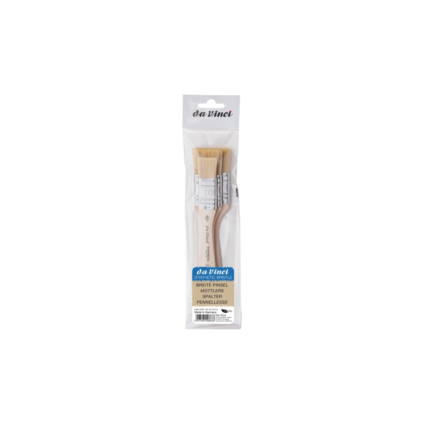 da Vinci SYNTHETIC Mottler Brush, Natural Hog, Acrylic & Oil, Flat, Series 2429, 3 Brush Set