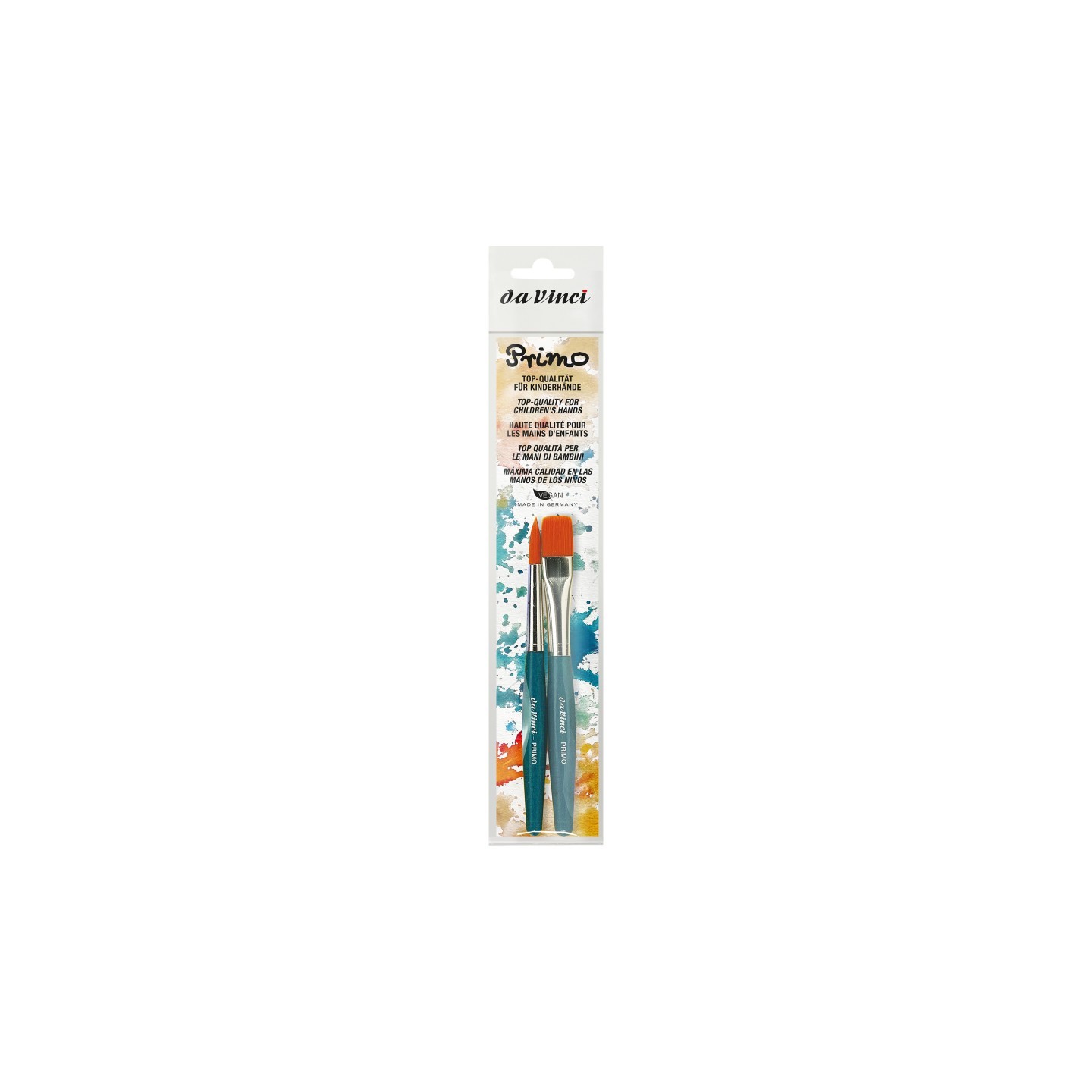 da Vinci PRIMO Preschool Brushes, Synthetics, Tempera, Blue Handles, Assorted Sizes, 2 Brush Set