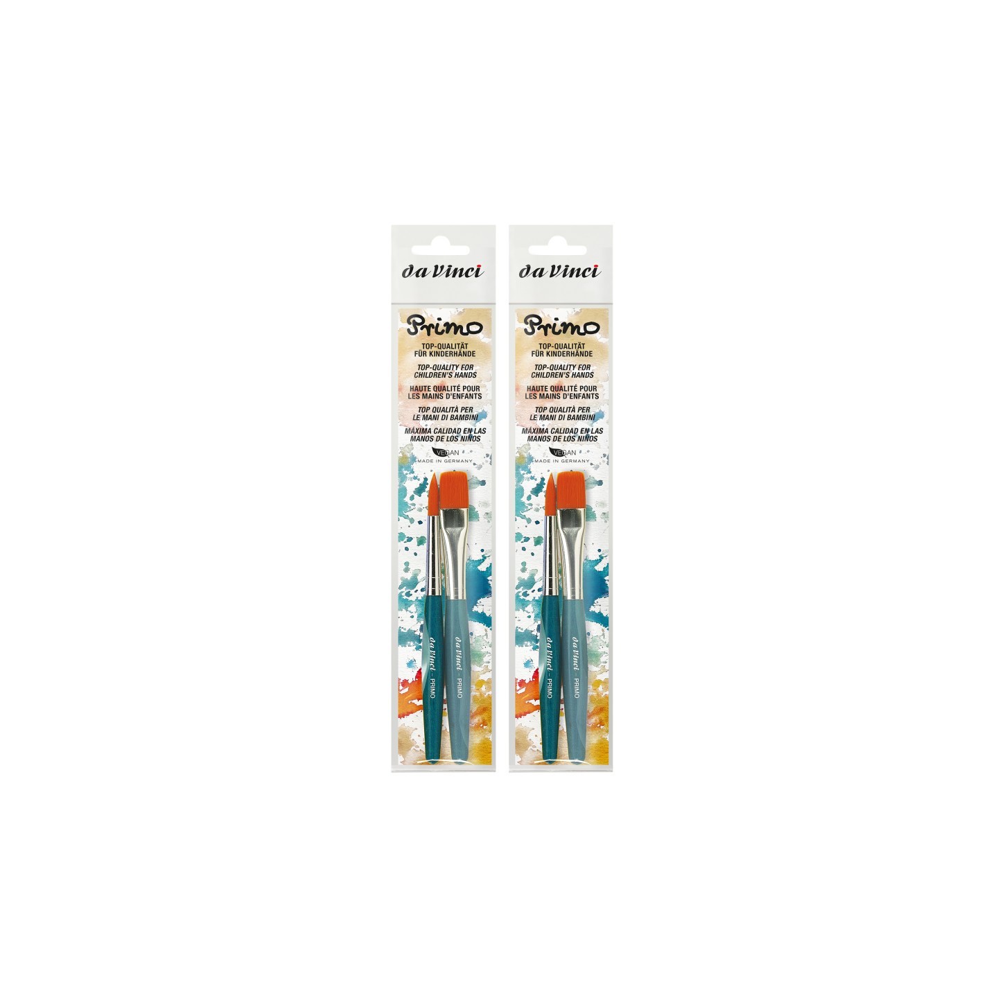 da Vinci PRIMO Preschool Brushes, Synthetics, Tempera, Blue Handles, Assorted Sizes, 2 Per Set, 2 Sets