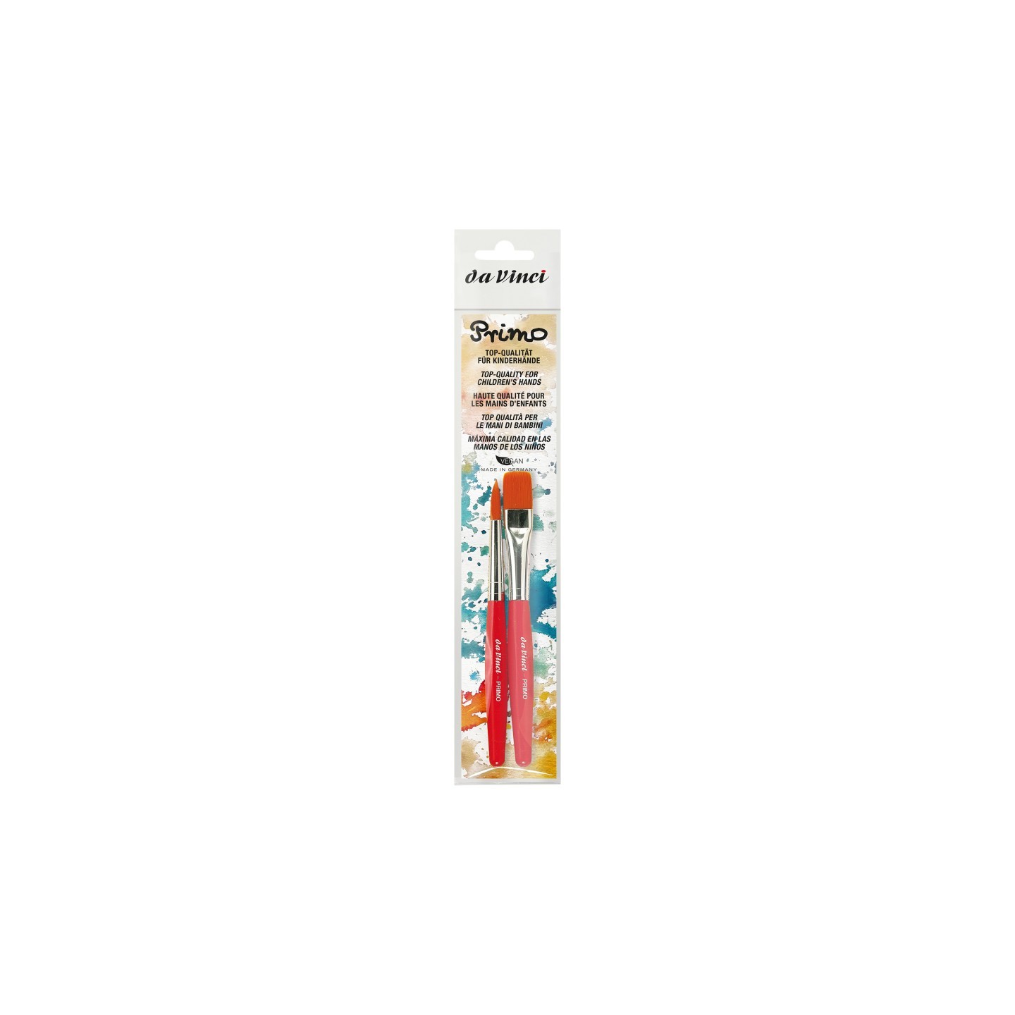 da Vinci PRIMO Preschool Brushes, Synthetics, Tempera, Red Handles, Assorted Sizes, 2 Brush Set