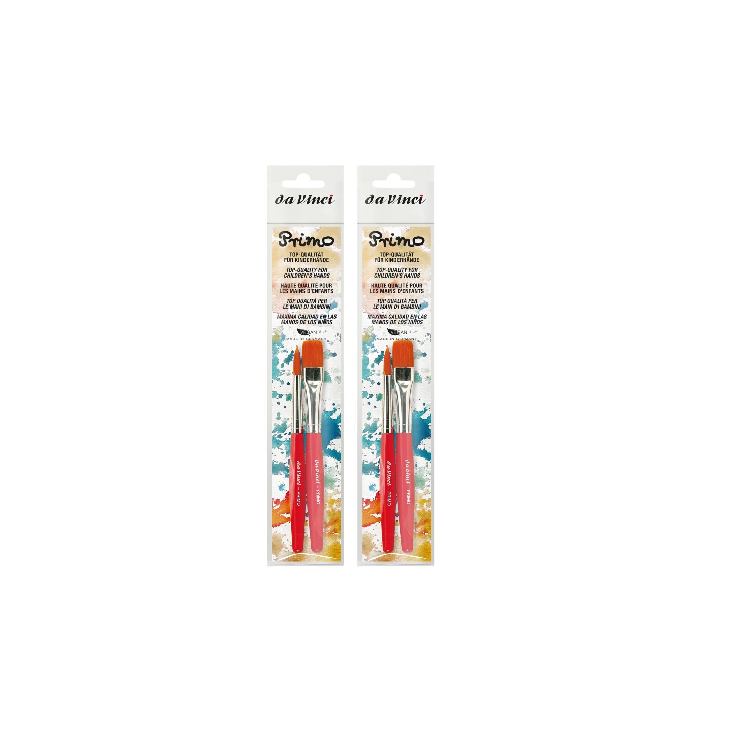 da Vinci PRIMO Preschool Brushes, Synthetics, Tempera, Red Handles, Assorted Sizes, 2 Per Set, 2 Sets