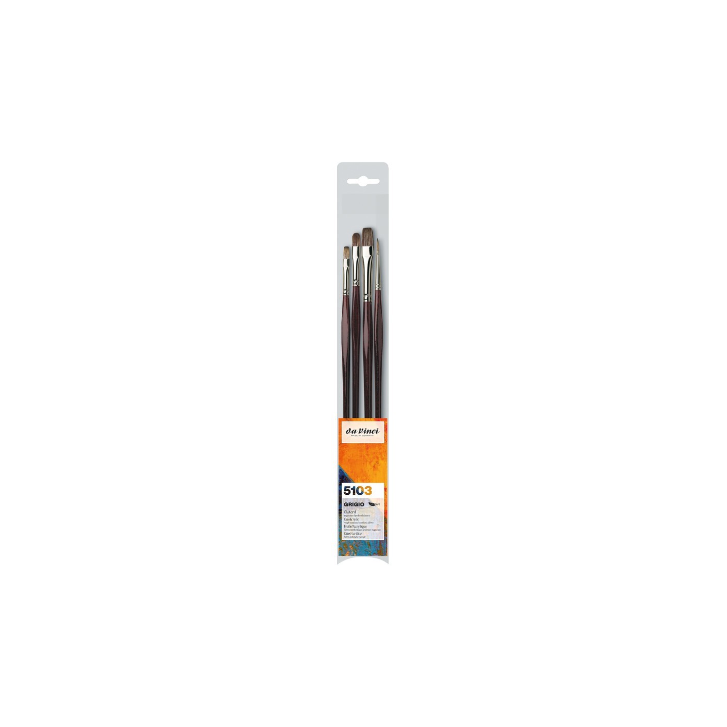 da Vinci GRIGIO Classic Painting Brushes, Synthetic, Oil, Assorted, 3 Brush Set