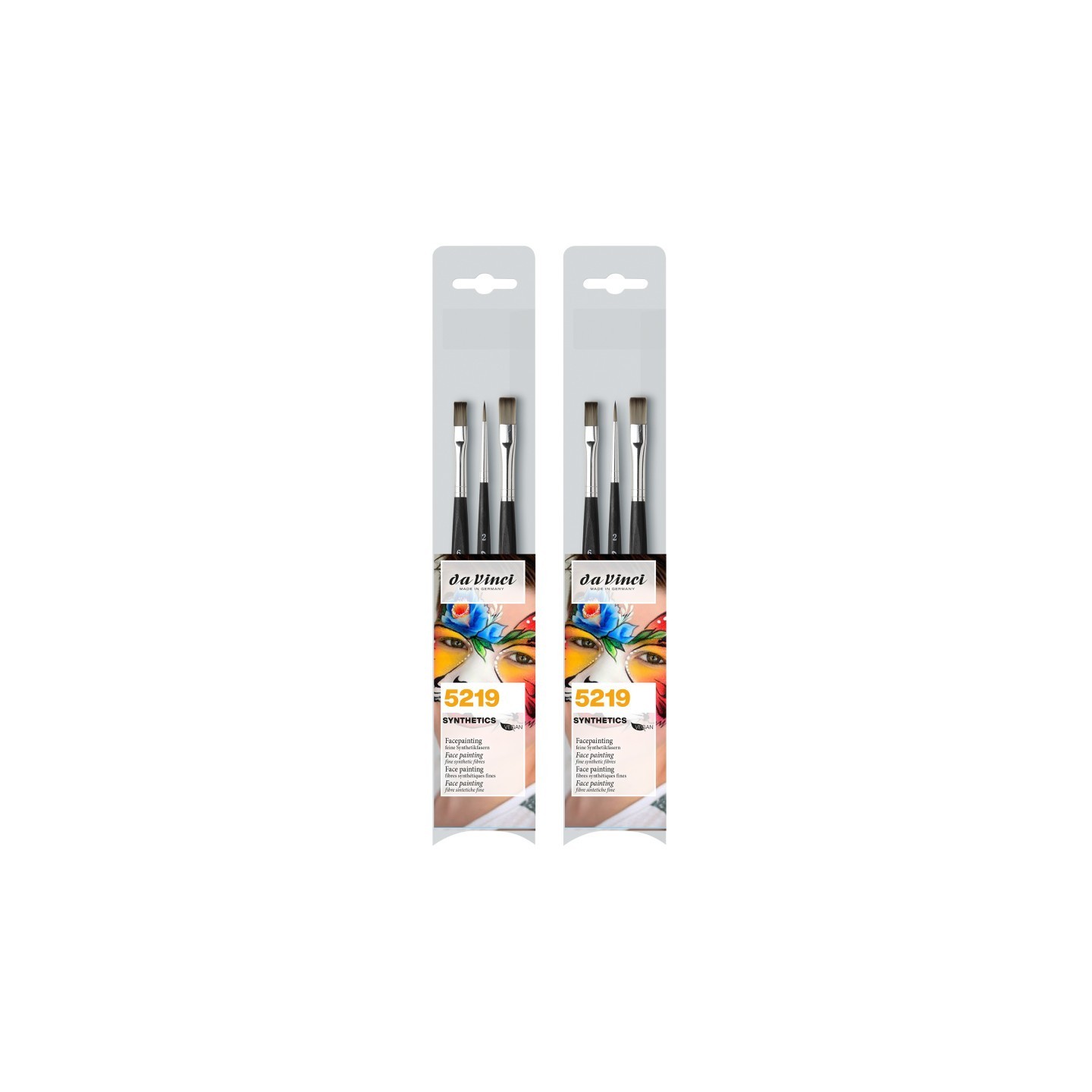 da Vinci SYNTHETICS Facepainting Brushes, Acrylic & Tempera, Assorted, 3 Per Set, 2 Sets