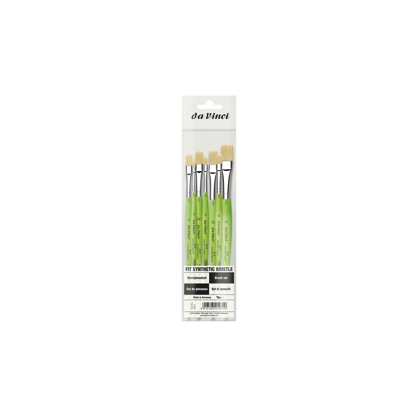 da Vinci FIT Synthetics Student Brushes, Synthetic, Acrylic & Oil, Flat, Series 379, 7 Brush Set