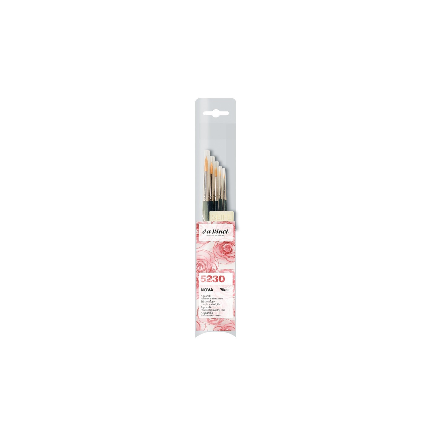 da Vinci NOVA Model Painting Brushes, Synthetic, All Paint Types, Round, Series 1570, Assorted Sizes, 5 Brush Set with Soap