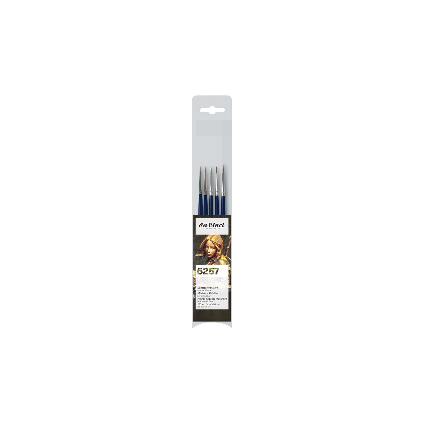 da Vinci USSURI-SABLE Miniature Painting Brushes, Natural, Watercolor, Round, Series 1522, Assorted Sizes, 5 Brush Set