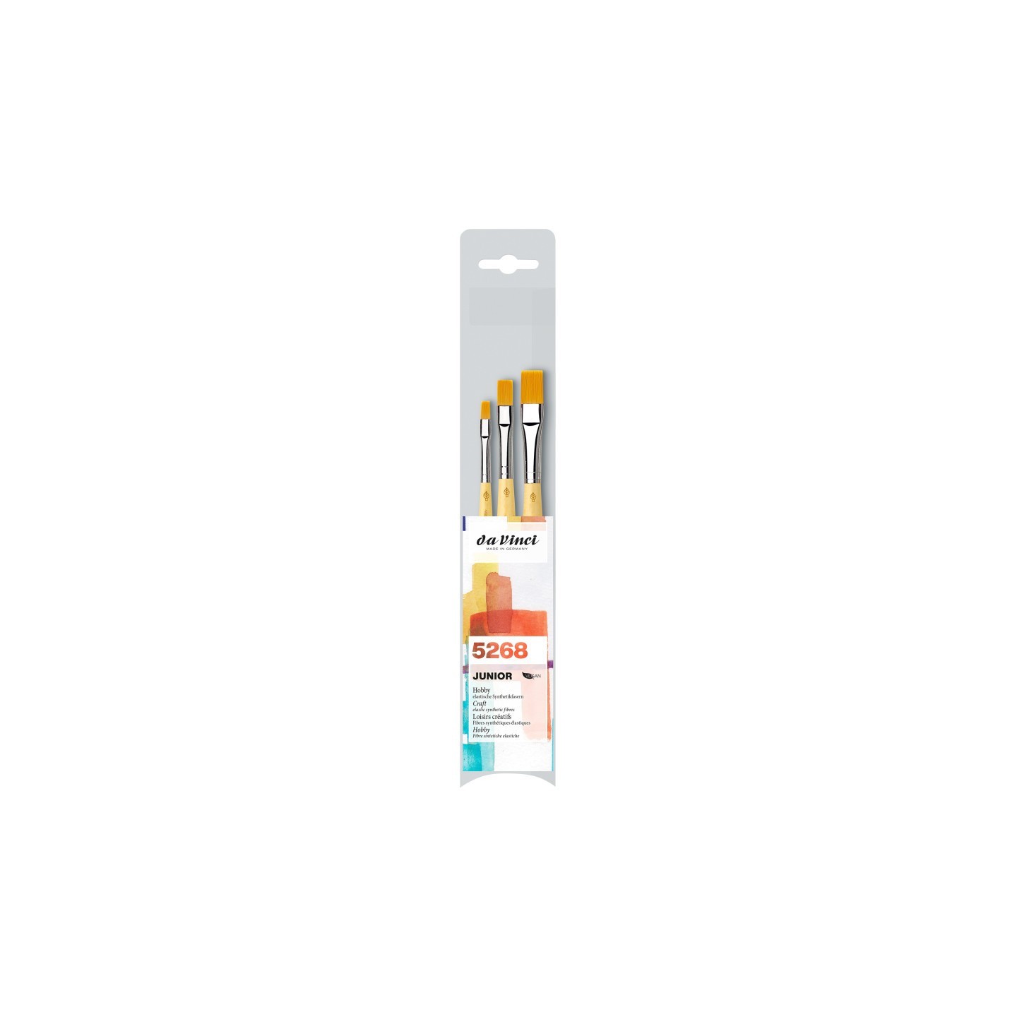 da Vinci JUNIOR Synthetics Hobby Brushes, Synthetic, Acrylic & Tempera, Series 304, Assorted Sizes, 3 Brush Set