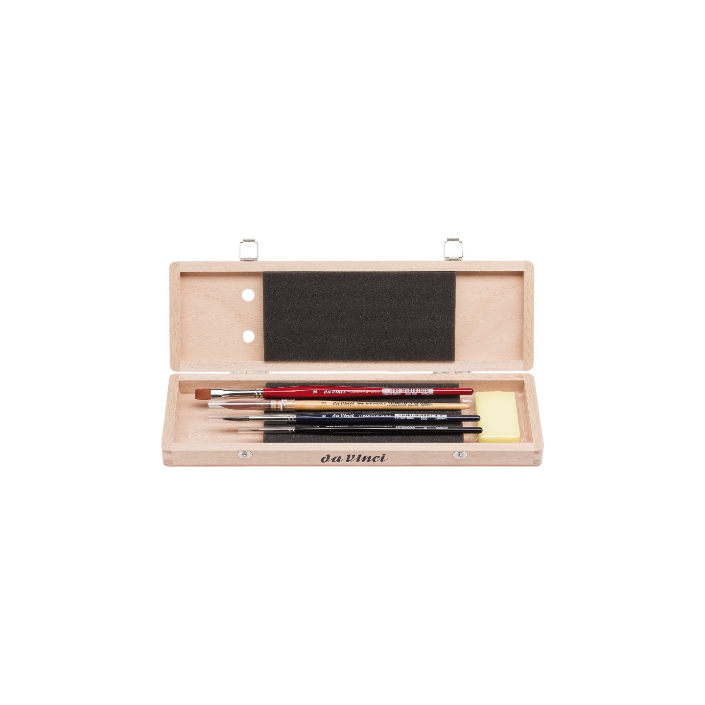 da Vinci Watercolor Brush Set, Watercolor, Assorted, 4 Brush Set in Wooden Box with Soap