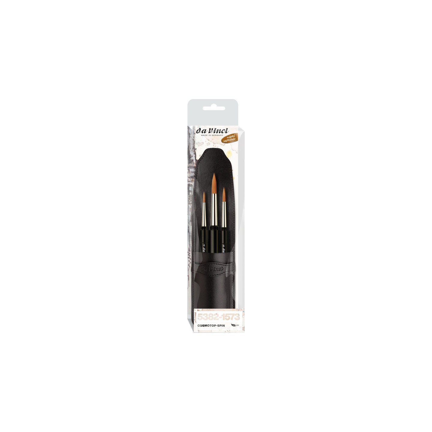 da Vinci COSMOTOP-SPIN Pocket Travel Brush, Synthetic, Watercolor, Round, Series 1573, 3 Brush Set