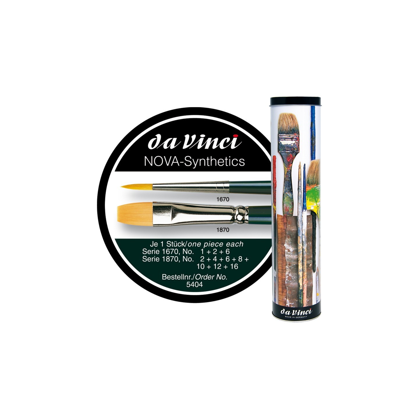 da Vinci NOVA Restoration Brushes, Synthetic, Acrylic & Oil, Assorted, 10 Brush Set in Gift Tin