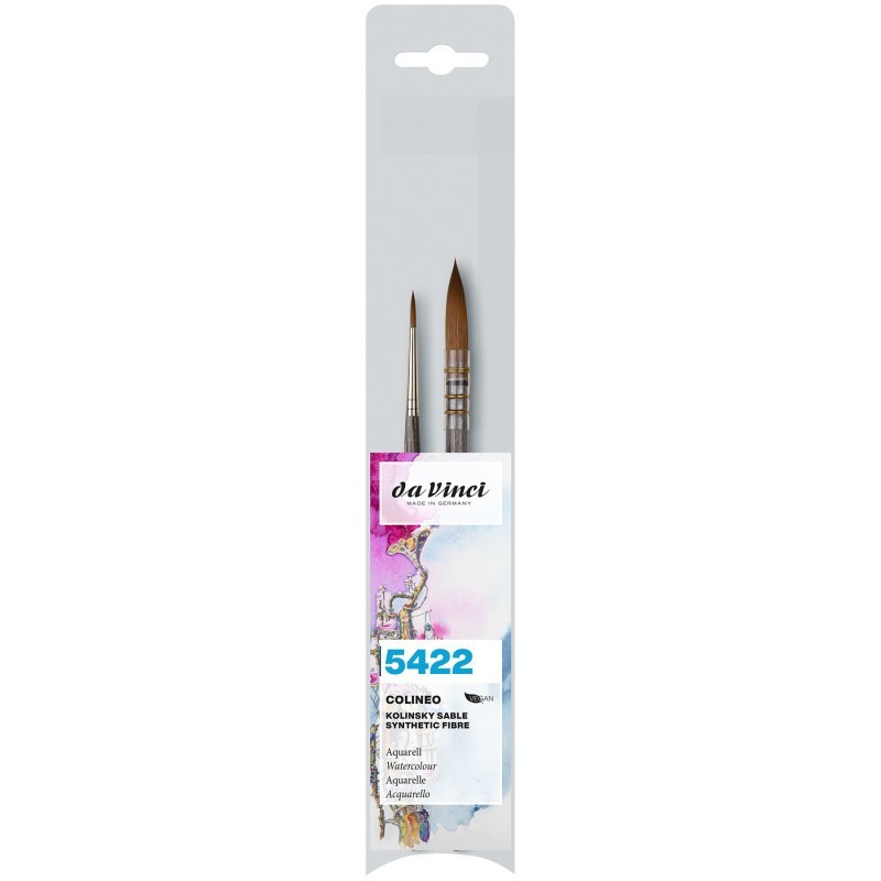 da Vinci COLINEO Synthetic Red Sable, Watercolor & Gouache, Quill Wash & Round 2 Brush Set