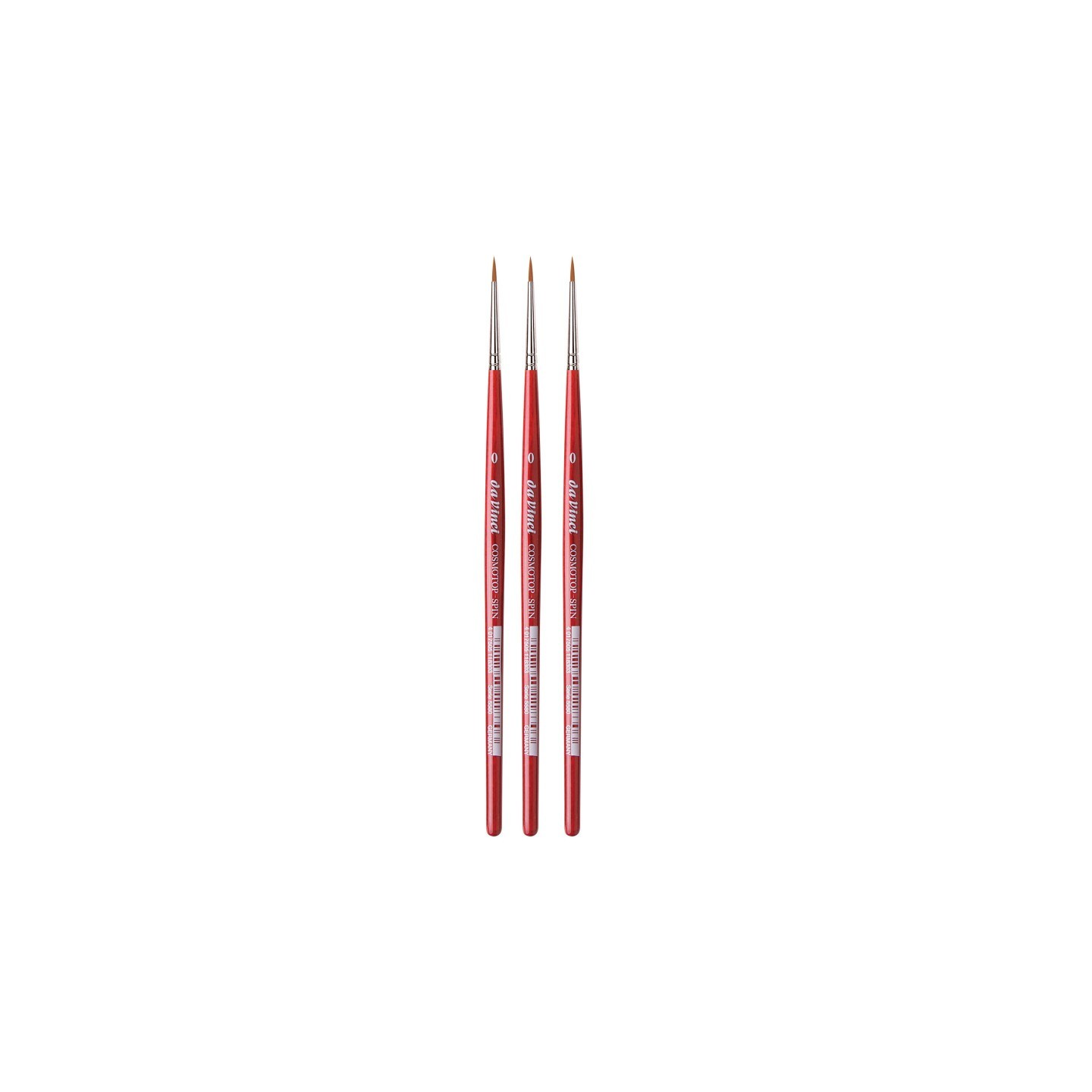 da Vinci COSMOTOP-SPIN Silkpainting Brush, Synthetic, Watercolor, Round, Size 0, Pack of 3