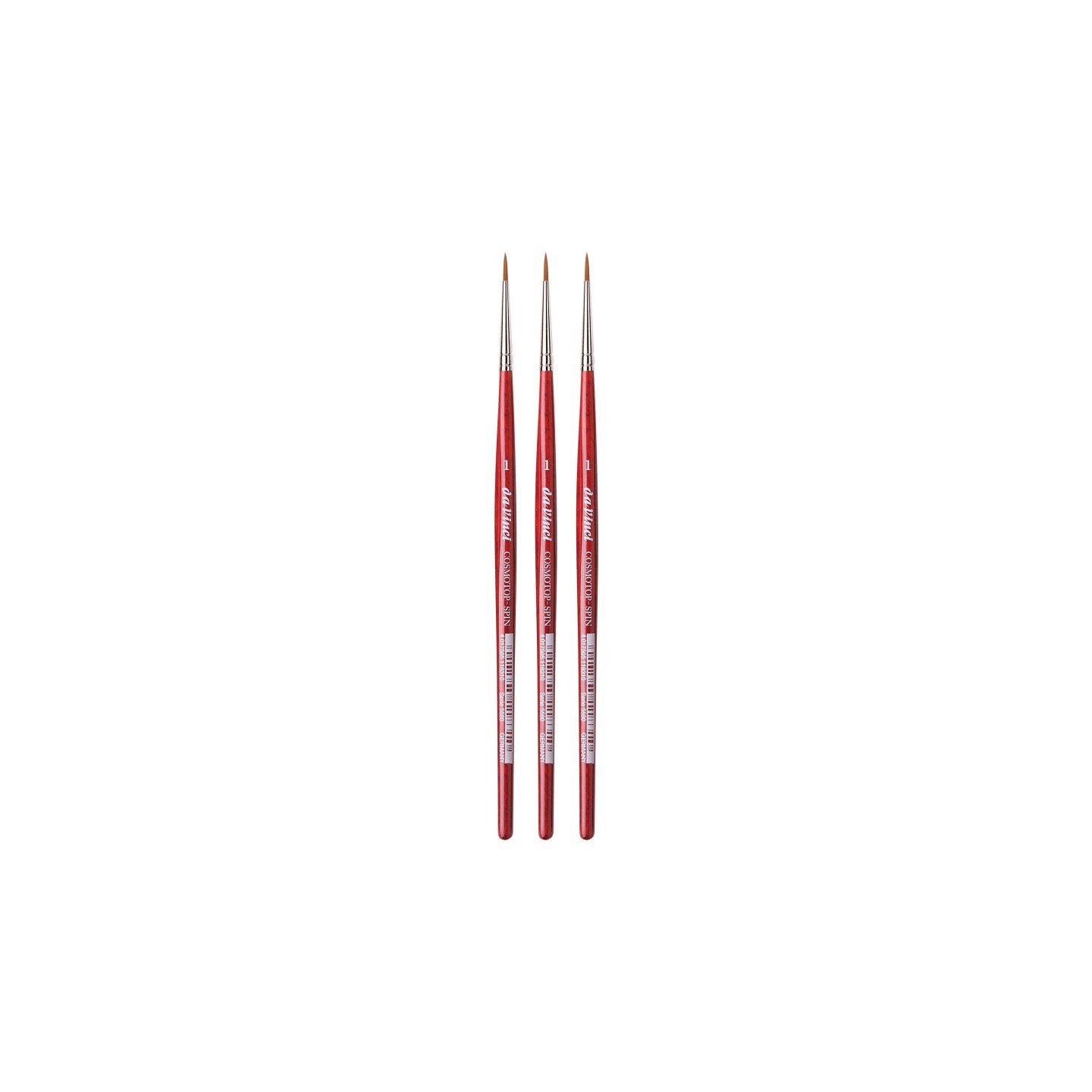 da Vinci COSMOTOP-SPIN Silkpainting Brush, Synthetic, Watercolor, Round, Size 1, Pack of 3